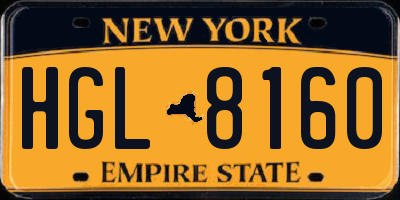 NY license plate HGL8160