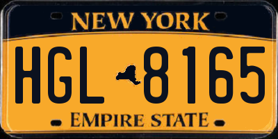NY license plate HGL8165