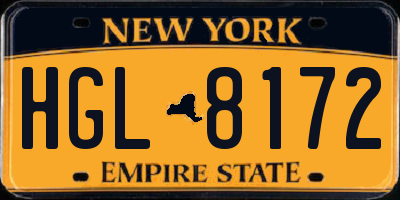 NY license plate HGL8172
