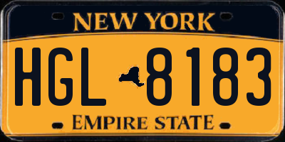 NY license plate HGL8183