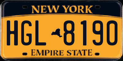NY license plate HGL8190