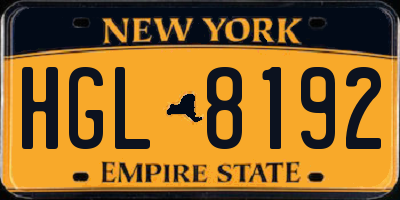 NY license plate HGL8192