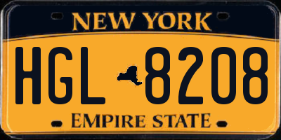 NY license plate HGL8208