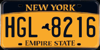 NY license plate HGL8216