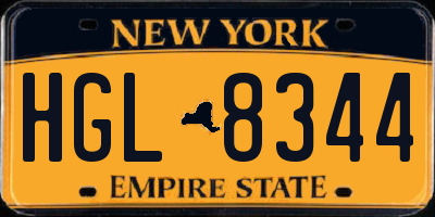 NY license plate HGL8344