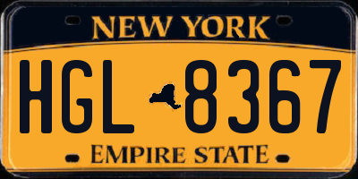 NY license plate HGL8367