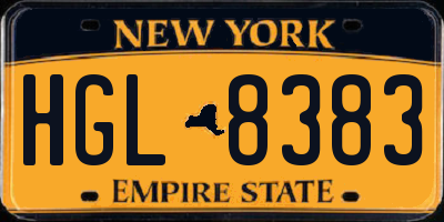 NY license plate HGL8383