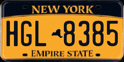 NY license plate HGL8385