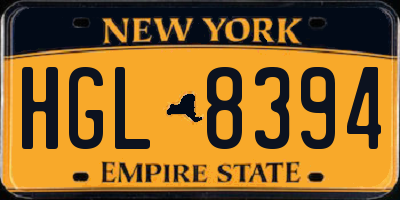 NY license plate HGL8394