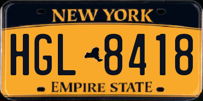 NY license plate HGL8418