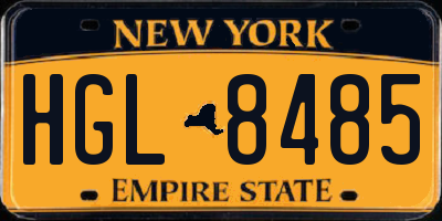 NY license plate HGL8485