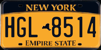 NY license plate HGL8514