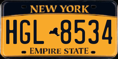 NY license plate HGL8534