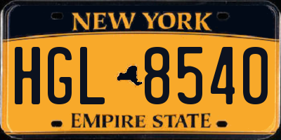NY license plate HGL8540