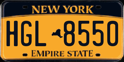 NY license plate HGL8550