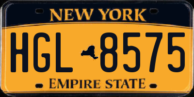 NY license plate HGL8575