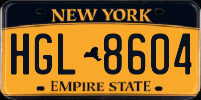 NY license plate HGL8604