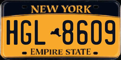 NY license plate HGL8609