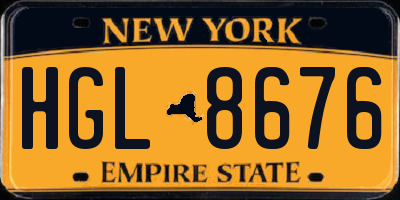 NY license plate HGL8676