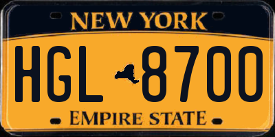 NY license plate HGL8700