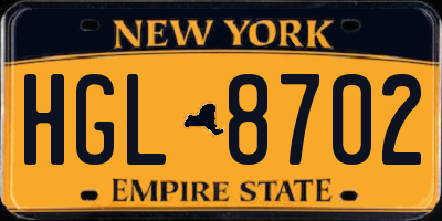NY license plate HGL8702