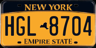 NY license plate HGL8704