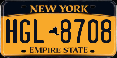 NY license plate HGL8708