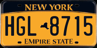 NY license plate HGL8715