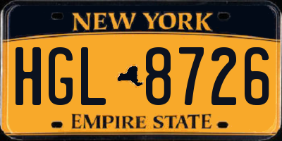 NY license plate HGL8726