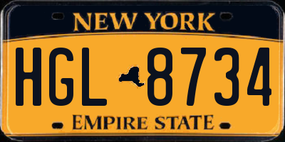 NY license plate HGL8734