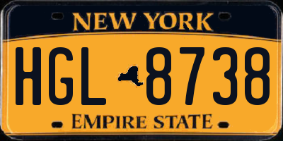 NY license plate HGL8738