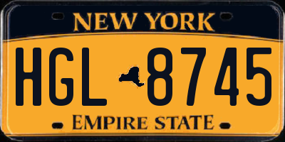 NY license plate HGL8745