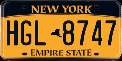 NY license plate HGL8747