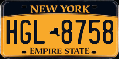 NY license plate HGL8758