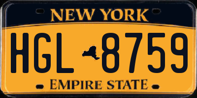 NY license plate HGL8759