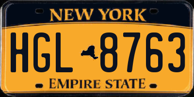 NY license plate HGL8763