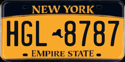 NY license plate HGL8787