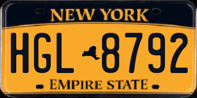 NY license plate HGL8792