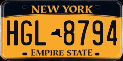 NY license plate HGL8794