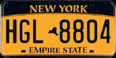 NY license plate HGL8804