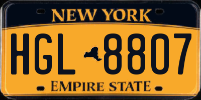 NY license plate HGL8807