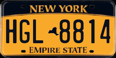 NY license plate HGL8814