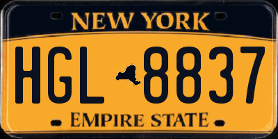 NY license plate HGL8837