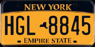 NY license plate HGL8845