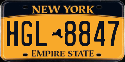 NY license plate HGL8847