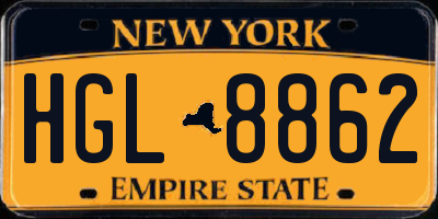 NY license plate HGL8862