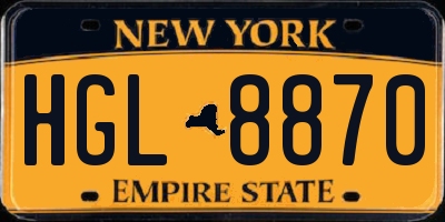 NY license plate HGL8870