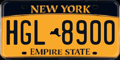 NY license plate HGL8900