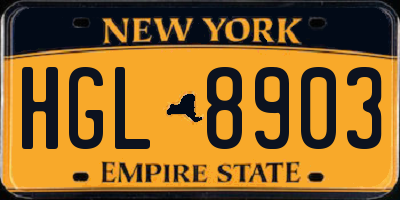 NY license plate HGL8903