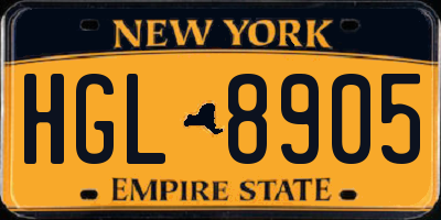 NY license plate HGL8905